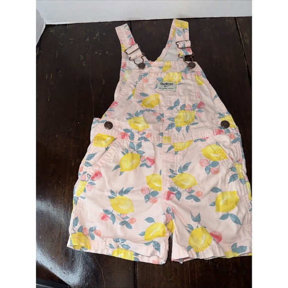 OshKosh Lemon Overalls Denim Shortalls Overalls Romper Toddler Girl 3T - Picture 4 of 10